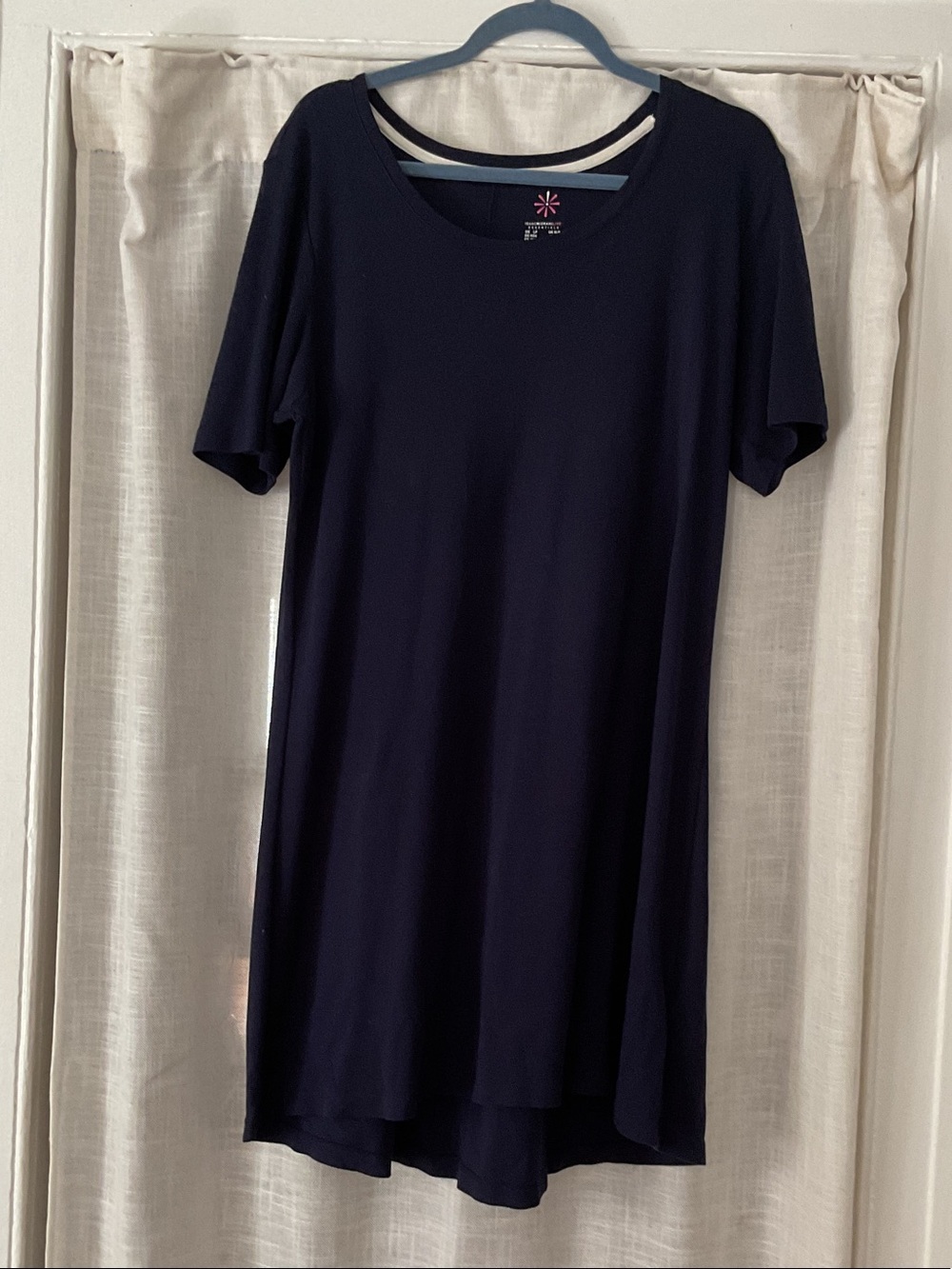 Isaac Mizrahi Navy Elbow 3/4 Sleeve Scoop Neck T-shirt Dress